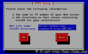 Setup Network Installation Web site name and CentOS directory