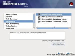 18. Customize package selection - Select MySQL and PostgreSQL Databases