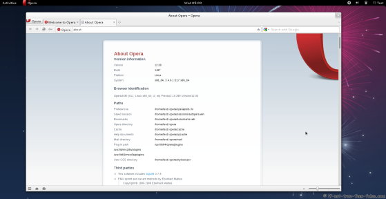Opera 12 running on Fedora 17 Opera 12 running on Fedora 17
