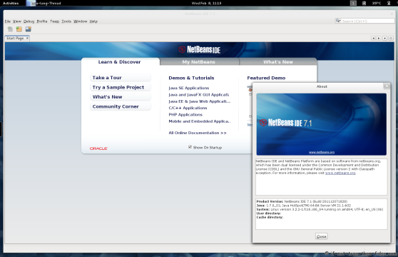 NetBeans 7.1 IDE running on Fedora 16