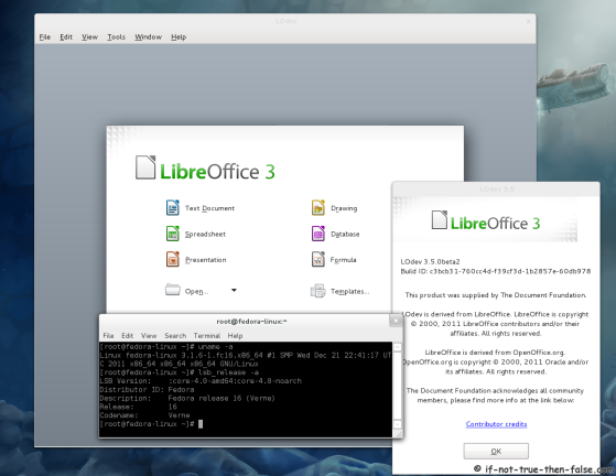 LibreOffice 3.5.0 on Fedora 16 LibreOffice 3.5.0 on Fedora 16