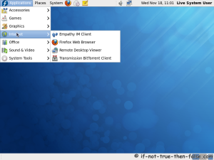 Fedora 12 Desktop with Menu