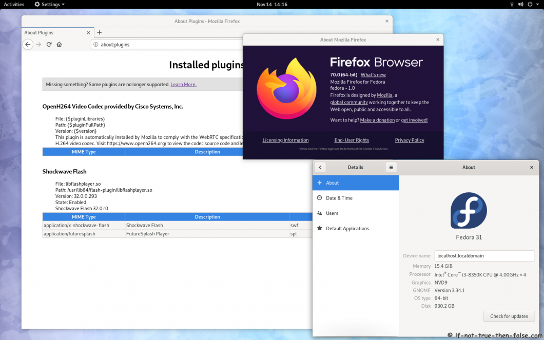 Adobe Flash Running on Fedora 31 Firefox 70