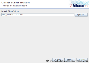 NetBeans 6.9.1 IDE Installer Choose GlassFish Installation Directory