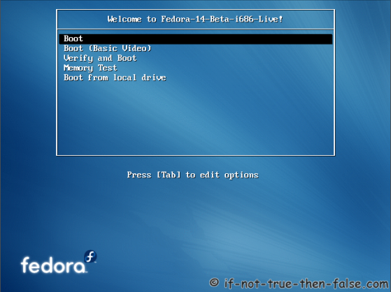 Fedora 14 (f14) Screenshot Grub