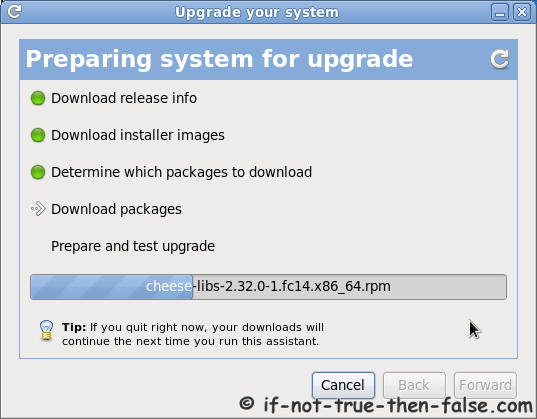 Fedora Preupgrade downloading packages