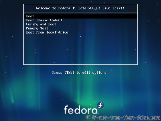 Fedora 15 (F15) Grub
