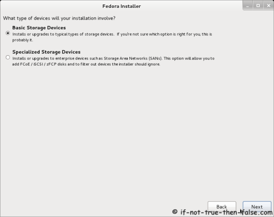Fedora 17 Installer - Select Storage Devices
