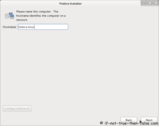Fedora 17 Installer - Set Hostname