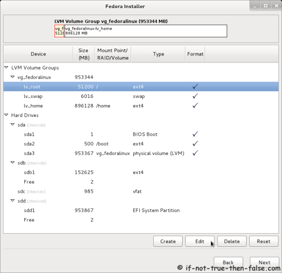 Fedora 16 Installer - Modify Partition Layout
