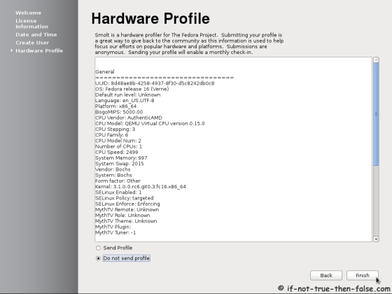 Fedora 16 First Boot - Send Hardware Profile or Not