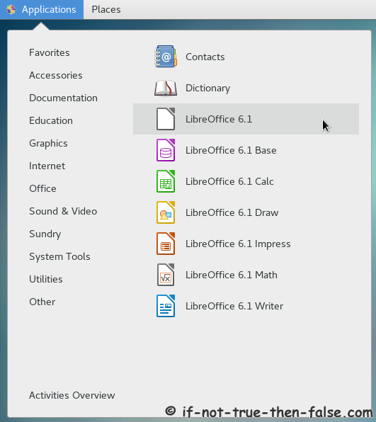 LibreOffice 6.1 CentOS 7 menu