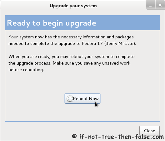 When ready to begin upgrade then reboot