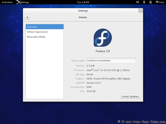 Fedora 19 Gnome 3.8.2 Details