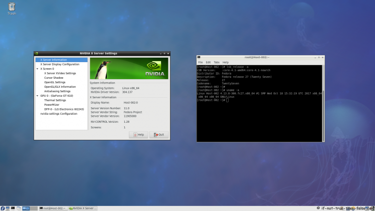 nVidia 304.137 drivers on Fedora 27 LXDE with Kernel 4.13