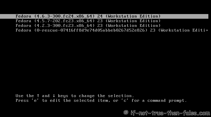 Fedora 23 to 24 Upgrade Boot Fedora 24