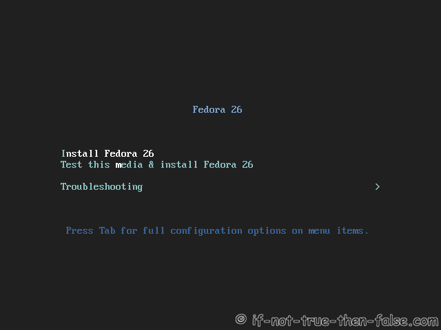 Fedora 26 Start Installer