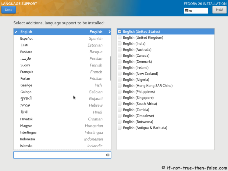 Fedora 26 Select Additional Language