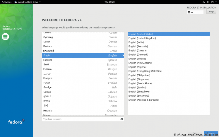 Fedora 27 Select Language
