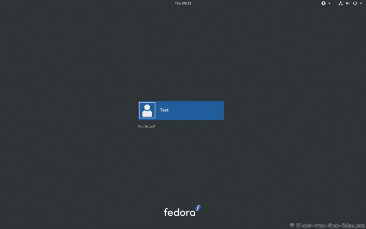 Fedora 27 GDM Login Window