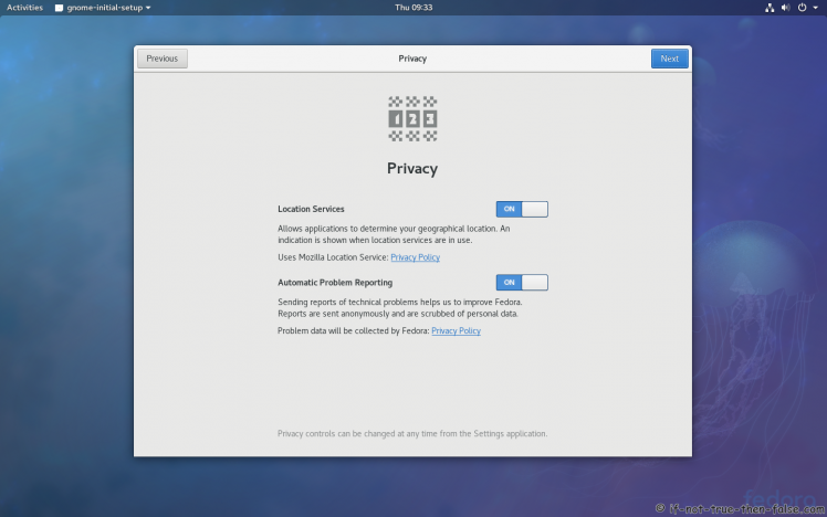 Fedora 27 Privacy Settings