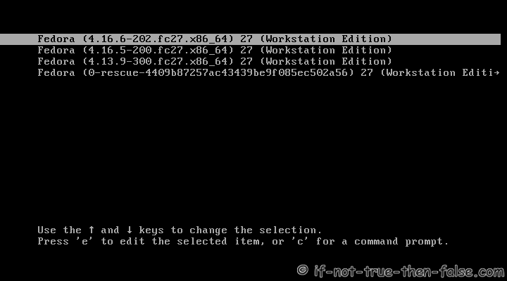 Fedora 27 to Fedora 28 starting upgrade grub