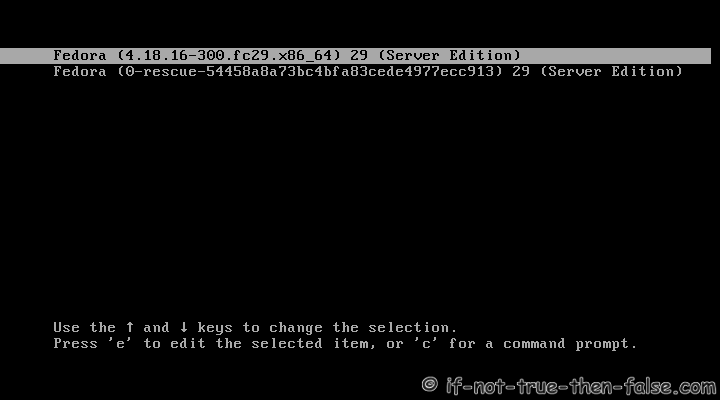 Fedora 29 Server Install Booting Installed System