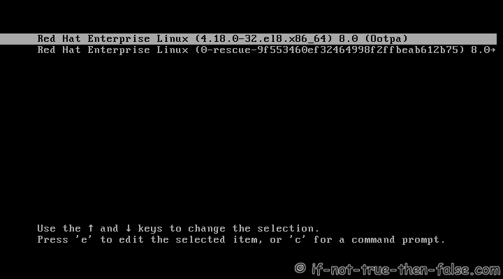 Red Hat RHEL 8 Install Booting Installed System