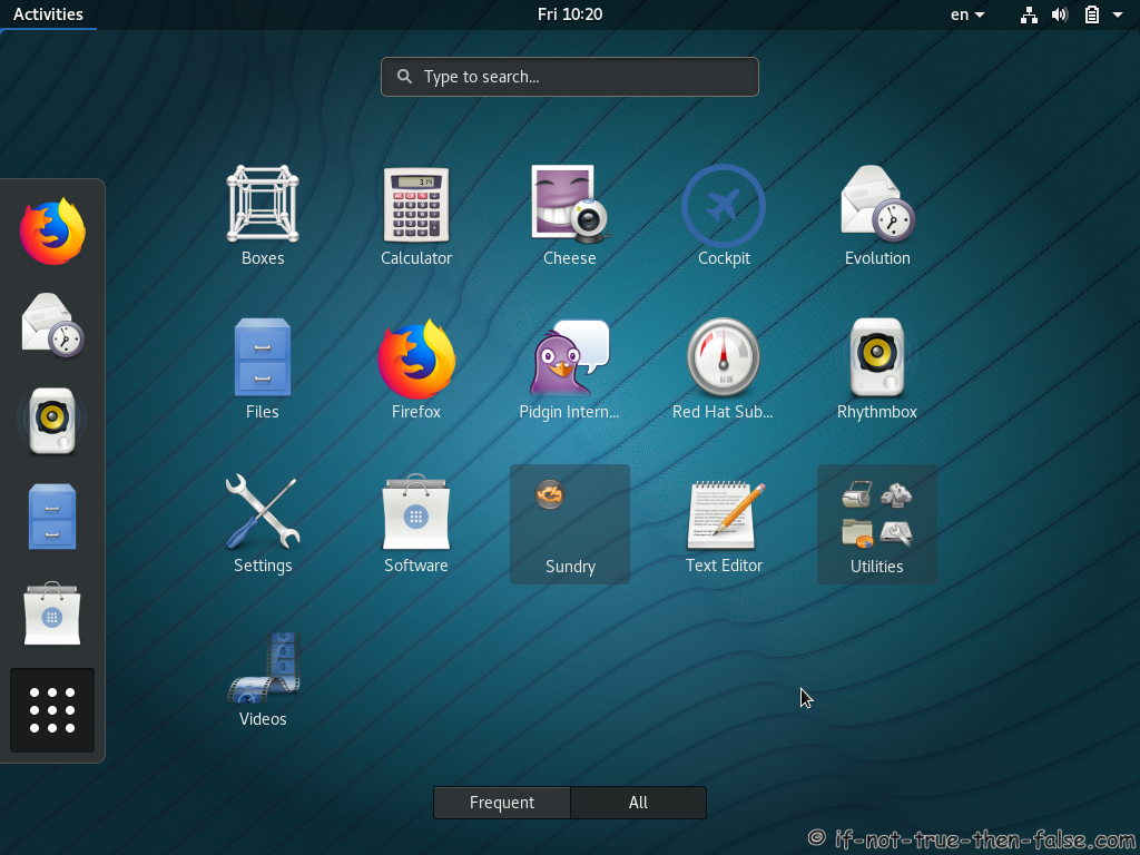 Red Hat RHEL 8 Install Gnome Activities Apps