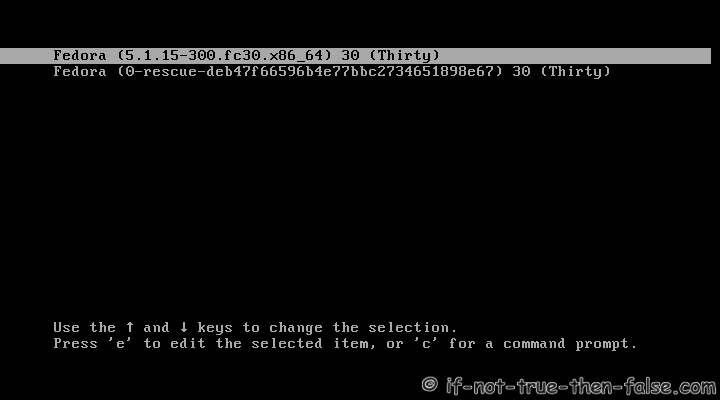 Fedora 30 Server Install Booting Installed System
