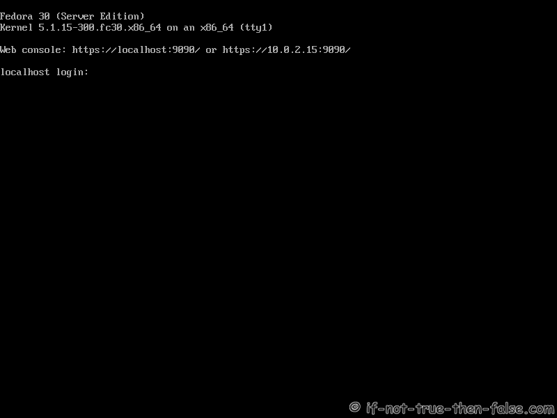 Fedora 30 Server Install Command Line Login