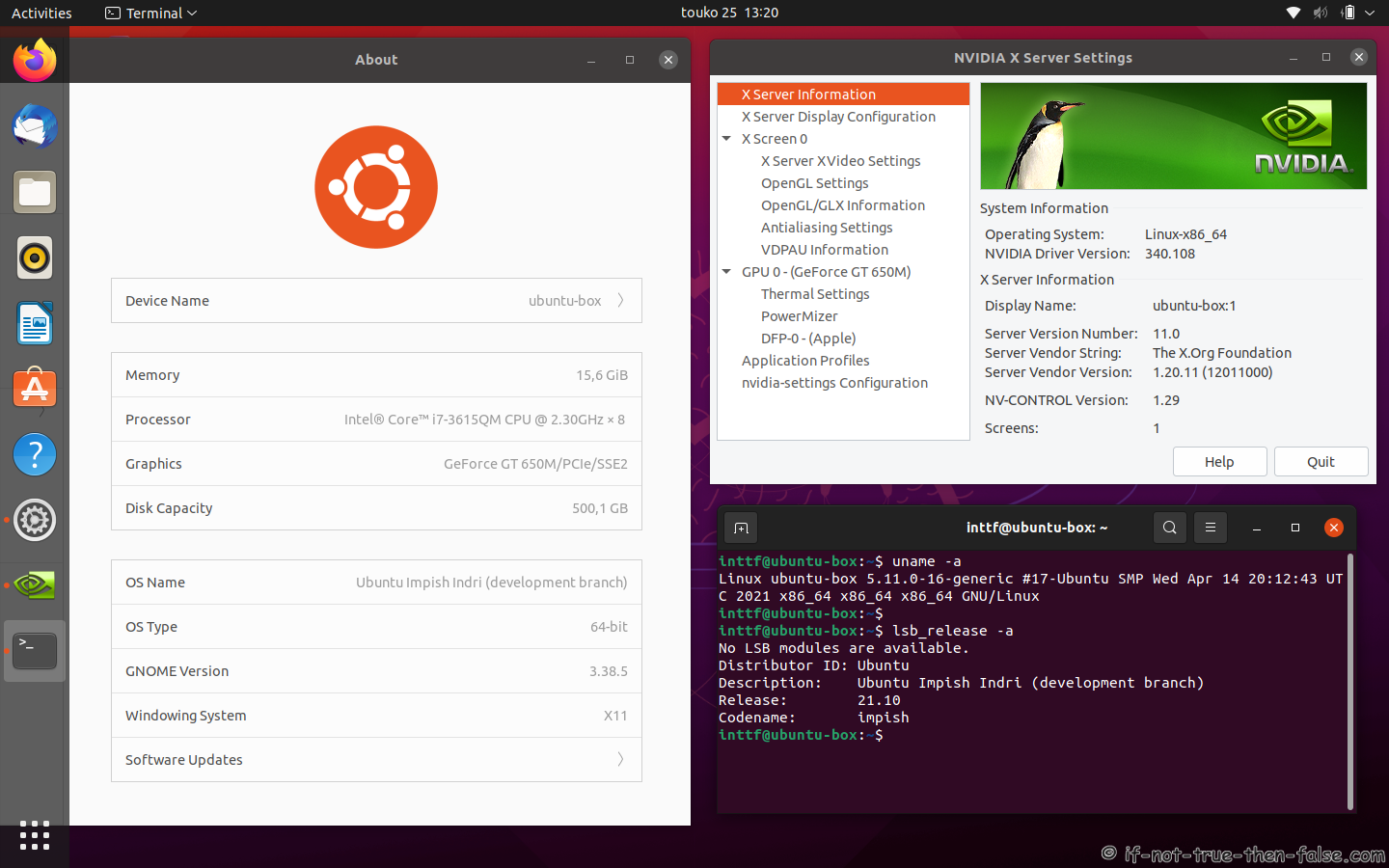 NVIDIA 340.108 Running on Ubuntu 21.10 Kernel 5.11 Gnome 3.38.5