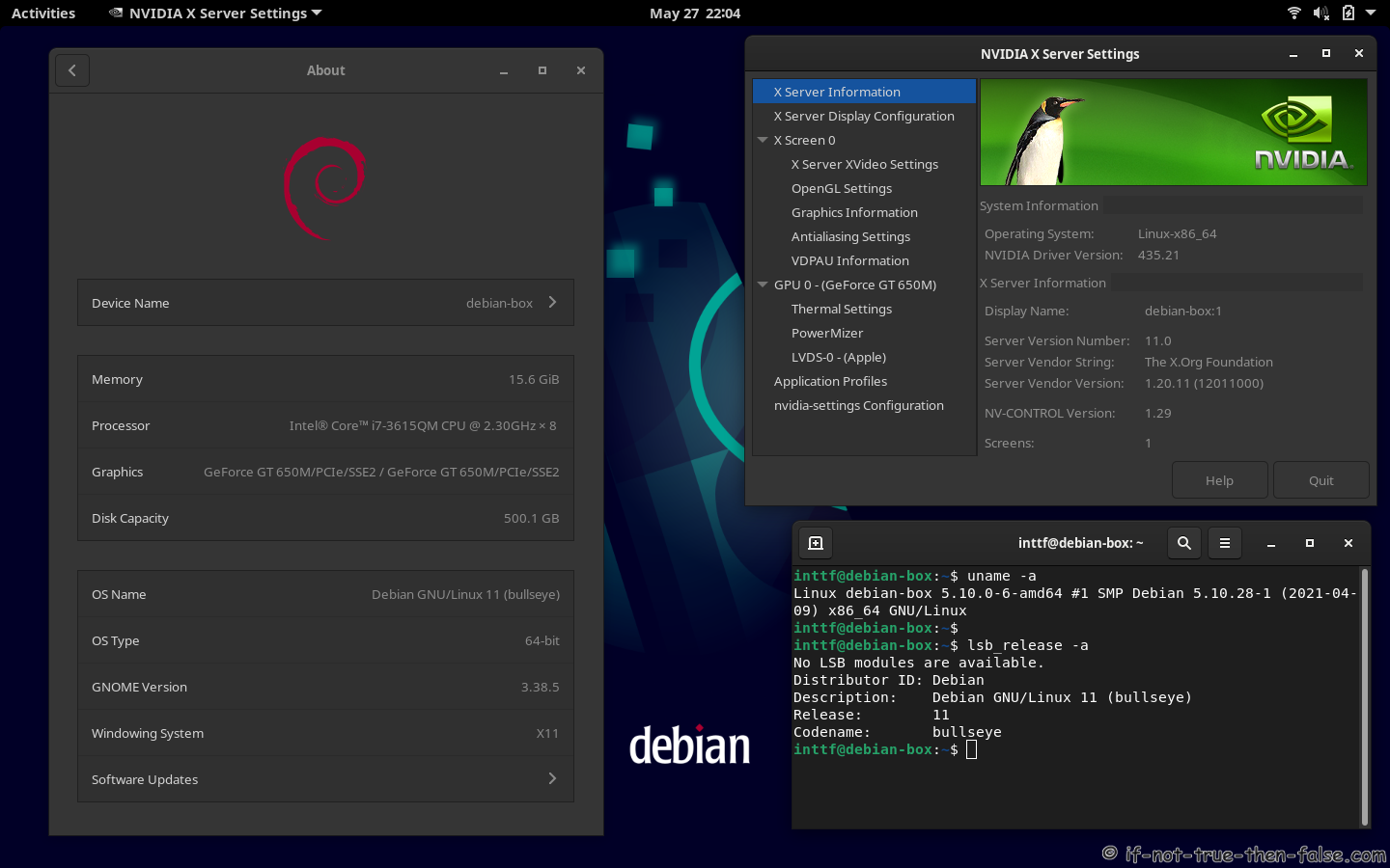 NVIDIA 435.21 Running on Debian Bullseye 11 Gnome 3.38.5