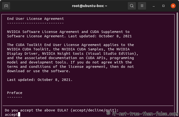 NVIDIA CUDA license agreement 11.5 ubuntu debian linux mint