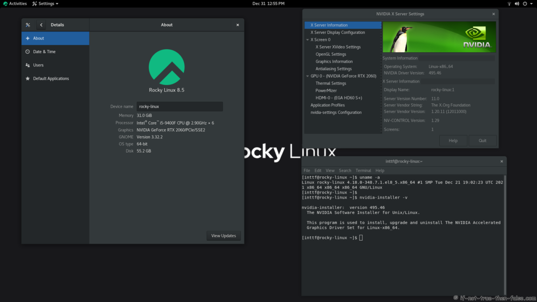 NVIDIA 495.46 Running on Rocky Linux 8.5